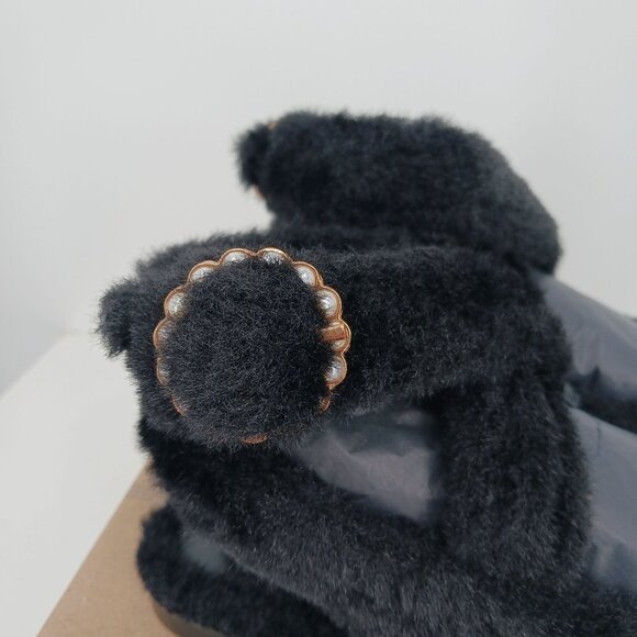 Free People Shearling Parisa Point Flats Size 7 Black New In Box - Picture 6 of 13